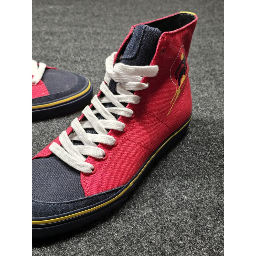 New Polo Ralph Lauren Solomon Downhill Ski Patch Canvas Sneakers‎ Mens 9.5 Red - Picture 6 of 12